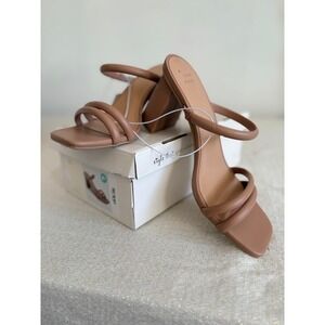 A New Day Stacy Block Heel Sandals Womens 8.5 Brown New Padded Square Toe Mule